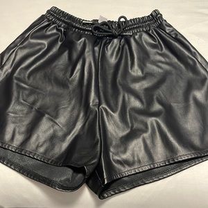 Black Leather shorts. Medium.